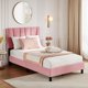 thumbnail image 2 of Yeshouse Estructura de cama tapizada individual/doble/king size, cabecero ajustable, soporte de listones de madera resistentes, no requiere somier, fácil montaje, 2 of 7
