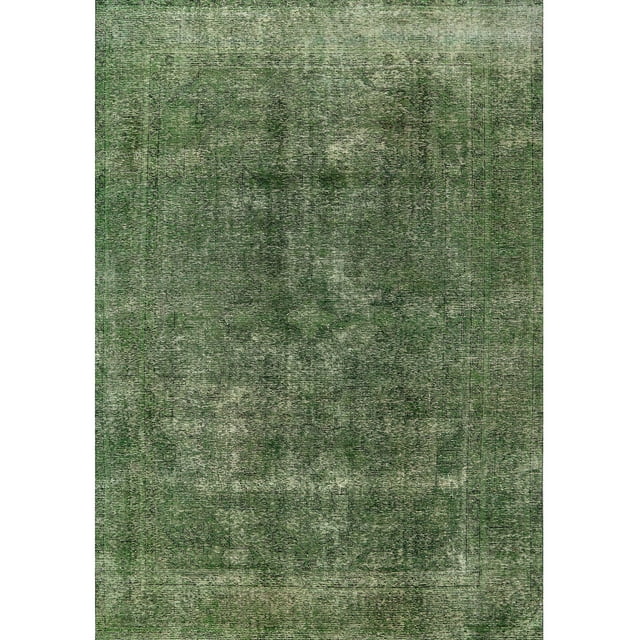 Ahgly Company Machine Washable Indoor Rectangle Industrial Modern Green Area Rugs, 7' x 10'