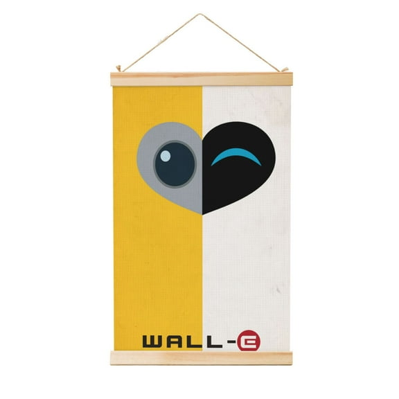 Wall-E Poster Canvas Wooden Shaft Hanging Poster Home Decor, Aesthetic Wood Frames Scroll Painting Wall Art for Living Room Bedroom Office 12"X18"