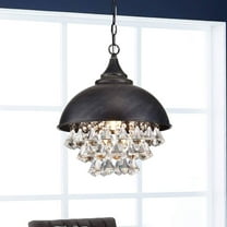 The Lighting Store Visalia Antique Black Single Light Crystal Pendant Chandelier
