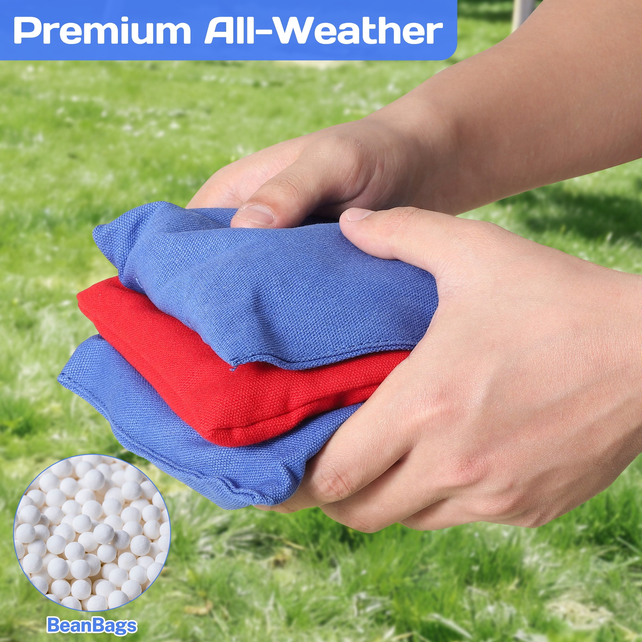 Portable Cornhole Sets with 8 Bean Bags, 3 in 1 Cornhole Boards Set with Ring Toss & Bowling Game, Segmart Wooden Cornhole Sets with Carrying Bags for Backyard, Beach, Party