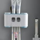 thumbnail image 3 of Soporte para cepillos de dientes de pared sin taladro, dispensador de pasta de dientes y ranuras multifunción para baño, 2 exprimidores de pasta de dientes con 4 tazas, 3 of 4