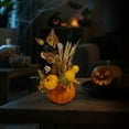 thumbnail image 4 of Artificial Pumpkin and Gourd Fall Centerpiece, Faux Harvest Floral Arrangement with Leaves, Berries, and Wheat for Autumn Table Decor, Thanksgiving, Home or Office Display, 4 of 6