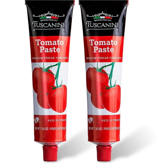 Tuscanini Premium Double Concentrated Tomato Paste Tube, 7.5oz 2 Pack Made with Premium Italian Tomatoes