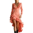 thumbnail image 3 of BRGZLK Vintage Dress For Women Elegant Classy V-Neck Long Sleeved Ruffled Victorian Solid Color Dresses Western Cowgirl Outfits High Low Dresses, 3 of 6