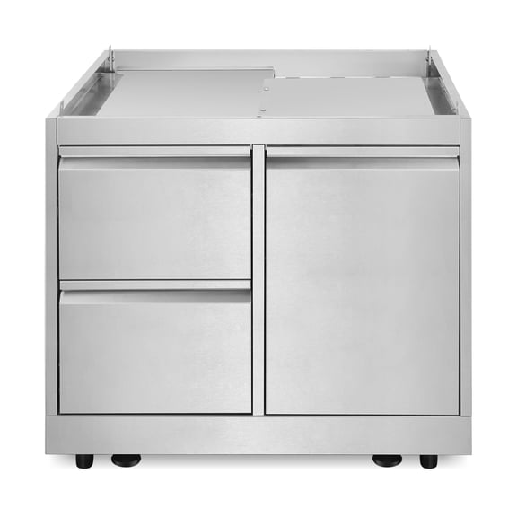 Cosmo 32 in. Newport Collection Grill Cabinet with Drawers, Tank Mount, Soft Roll Casters, Stainless Steel Frame