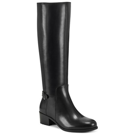 EASY SPIRIT Womens Black Mixed Media Cushioned Removable Insole Chaza Round Toe Block Heel Zip-Up Leather Boots Shoes 8.5 W