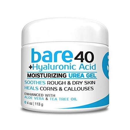 Bare Urea 40% Percent Plus Hyaluronic Acid Gel for Hands, Feet, Elbows and Knees - Corn & Callus Remover - Skin Exfoliator & Moisturizer - Repairs Thick, Callused Dead & Dry (Best For Dry Skin On Feet)