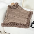 thumbnail image 3 of STETMN Women Fall Knit Poncho Warm Faux Fur Collar Loose Sweater Cable Knit Irregular Hem Top, 3 of 5