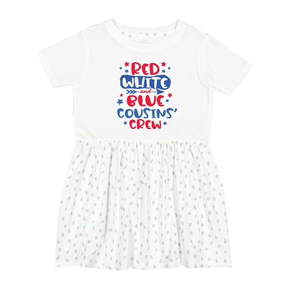 Inktastic Cousins Crew Red White and Blue 4th of July Girls Toddler Dress