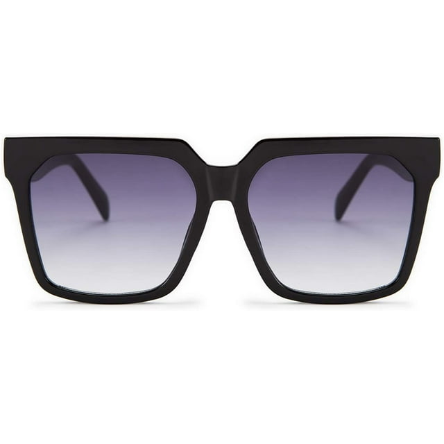 FEISEDY Womens Oversize Square Boyfriend Style Horned Rim Thick Plastic Sunglasses B2585