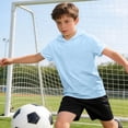 thumbnail image 3 of Boys Short Sleeve Hoodie Loose Fit Pullover | Ages 5-15 Kids Hooded Shirt | Soft Stretch Athletic Top for School Play Casual Wear | Blue,Size 14-15 T, 3 of 9