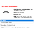 thumbnail image 2 of Undercar Shield - Compatible with 2015 - 2017 Hyundai Sonata 2016, 2 of 2