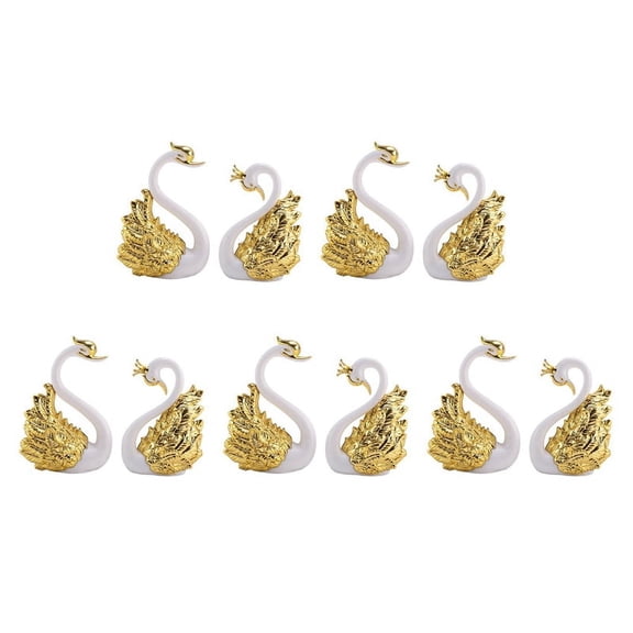10 Pieces of Swan Ornaments Figurines,Swan Cake Decoration,Car Figurines Decoration,Home Wedding  A