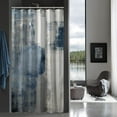 thumbnail image 1 of Small Stall Shower Curtain 36 x 72, Navy Half Size Shower Curtain, Grey Abstract Narrow Shower Curtain for Bathroom Decor, White Grunge Style Fabric 36 inch Shower Curtain Set, 1 of 6