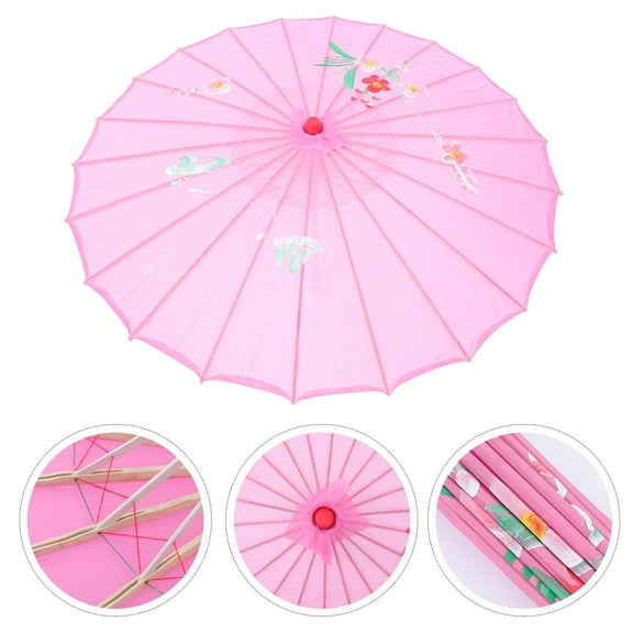 Raindrops Pink Umbrella for Dancing with Bamboo Handle and Material Great for Performance Props Diameter 82cm