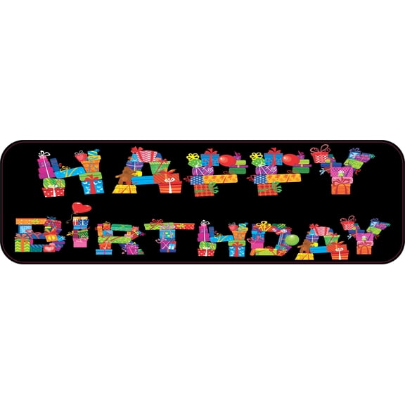 10in x 3in Happy Birthday Vinyl Bumper Sticker Decal Car Vehicle Decals