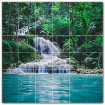 Picture-Tiles.com: Waterfalls Ceramic Tile Wall Mural WAL501136-66M. 36"W x 36"H using (36) 6" x 6" Ceramic Tiles-Satin Finish