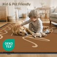 thumbnail image 4 of ODIKA 8'x10' Washable Area Rug Non-Shedding, Easy Care, Warm Brown Thankful Leaf Design Elegant with Heart and Motif for King Size Bedroom Under Bed, Master Suite, 4 of 7