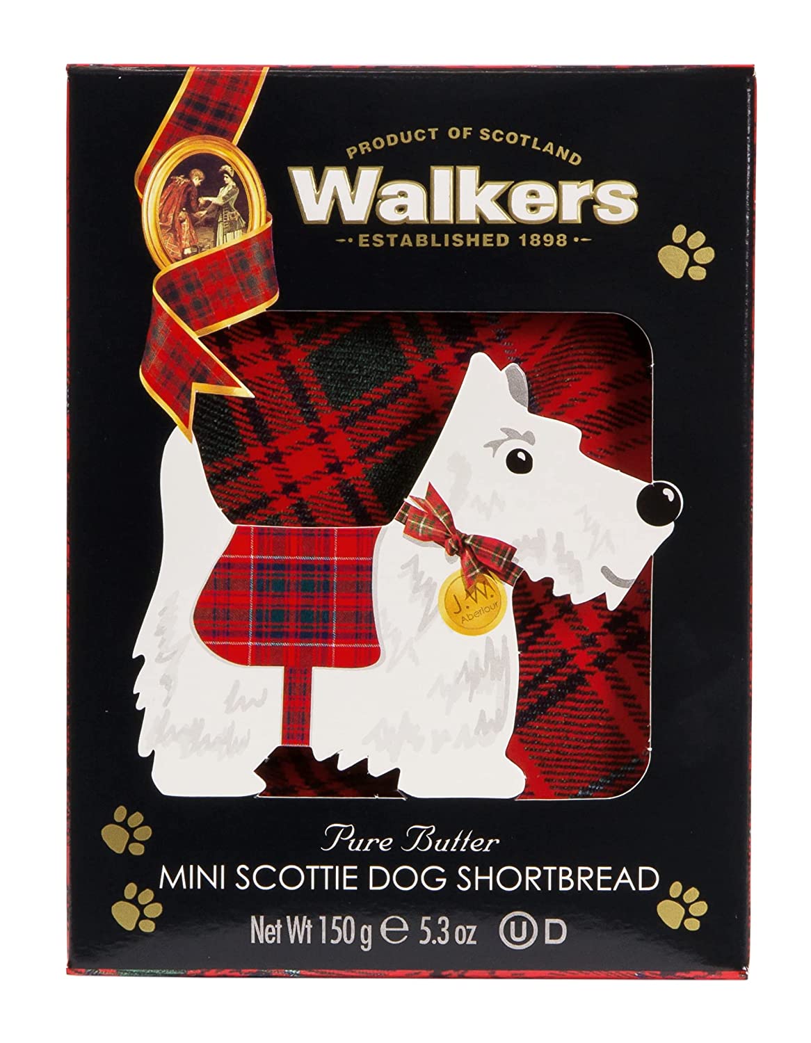 (2 boxes) Walker's Shortbread Mini Scottie Dog Shaped Cookies, Pure Butter Shortbread Cookies, 5