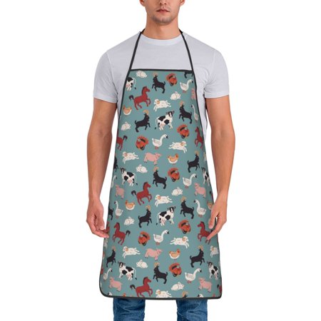 

Naloa 1Pack Adjustable Bib Apron Waterdrop Resistant Cooking Kitchen Aprons for Women Men Chef Farm Animals 1 Print