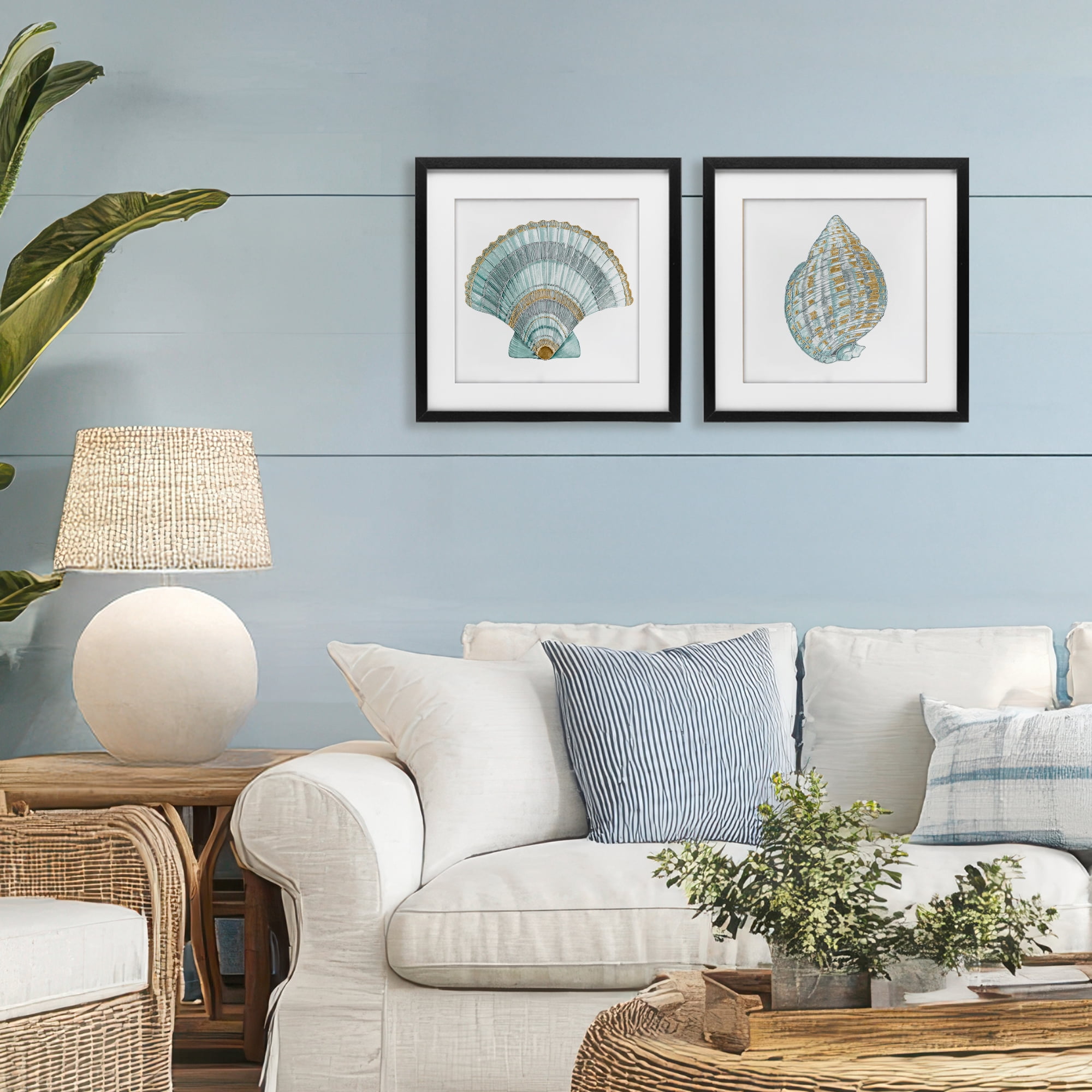 Stupell Industries Regal Clam Shell Duo 2 Piece Black Framed Print Under Glass Set, design by Lorenzo Collective