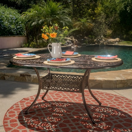 Christopher Knight Home Haitian Outdoor Cast Aluminum Oval Dining Table Only By Christopher Knight Home Haitian Outdoor Cast Aluminum Oval Dining Table Only By