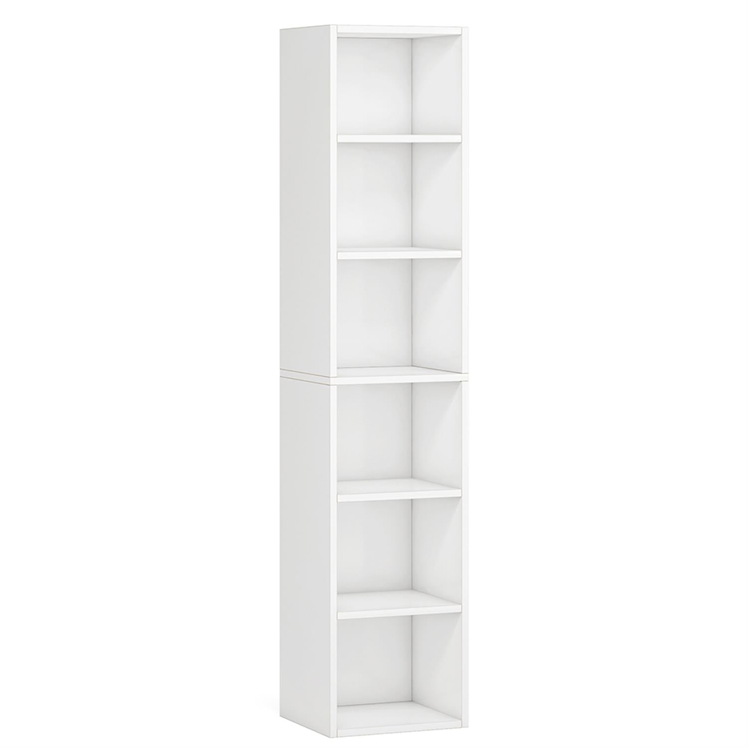 Demi Bonn 70.9" Corner Bookcase, Modern 6-Tier Narrow Cube Display Shelves for Bedroom, Living Room, White