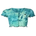 thumbnail image 1 of Women Tie-dye T-shirt Short Sleeve  Neck Butterfly Embroidery Ruffle Top, 1 of 10