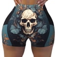 thumbnail image 2 of Fuzoiu Vintage Leaf Flower Skull Print Women's Workout Shorts,Workout Biker Shorts Women,Exercise Fitness Shorts,Scrunch Short, Athletic Shorts for Gym Yoga Running Sport Active-XX-Large, 2 of 8