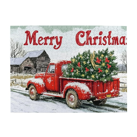 500 pcs Transporting Christmas trees by truck jigsaw Wooden puzzles 500 pieces,Unique Artwork for Adults,Holiday Gifts,500 Piece Jigsaw Puzzle for Adults Challenging Puzzle Perfect for Game Nights
