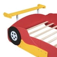 thumbnail image 5 of Kumix Full Size Race Car-Shaped Platform Bed with Shelves and Wheels, Wooden Platform Bed for Boys and Girls, Car-Shaped Floor Bed Frame for Bedroom, Full Size Floor Bed, Red, 5 of 7