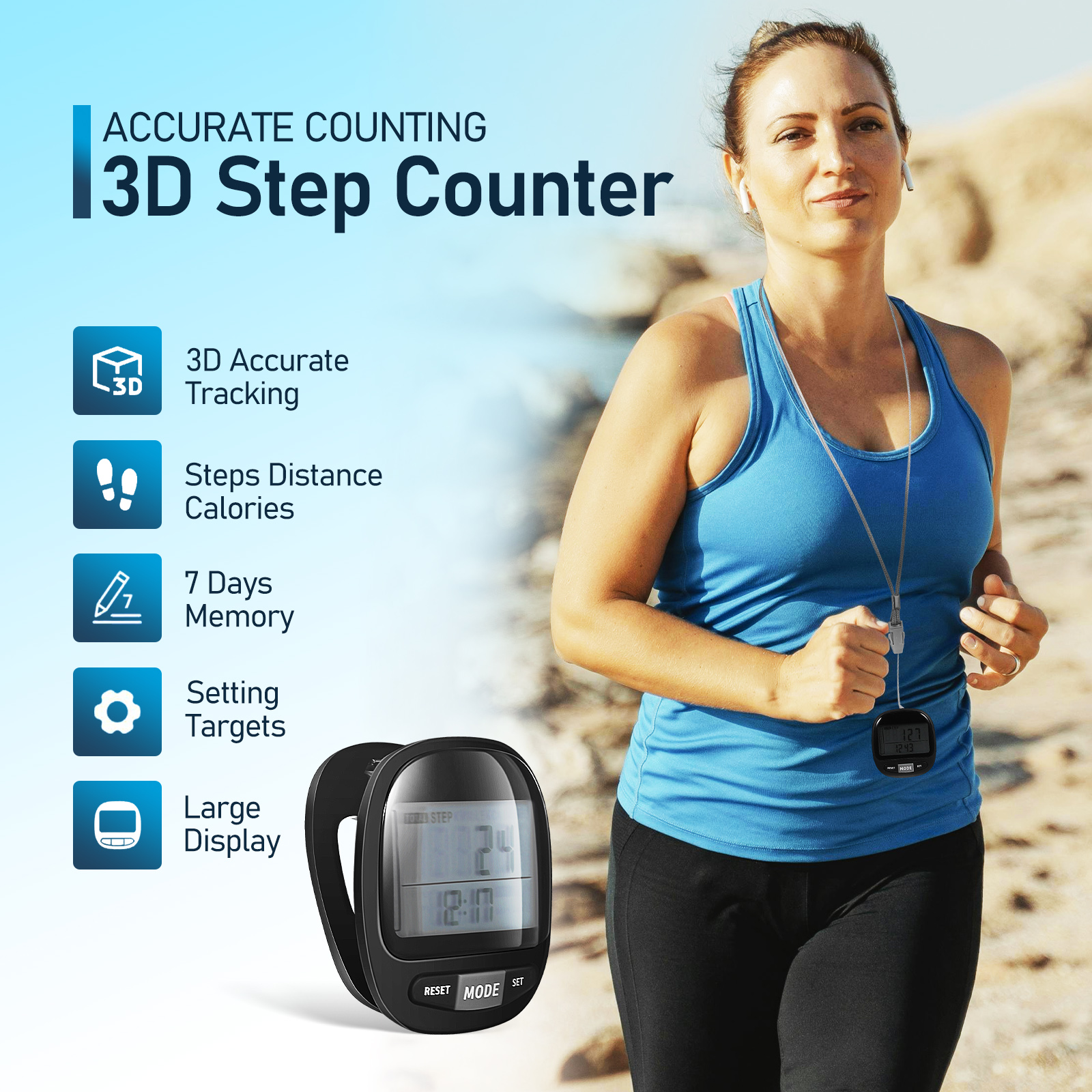 Step Tracker Bangle Smallest Clip-on Bracelet Clip Pedometers & Step Counter: Portable ...