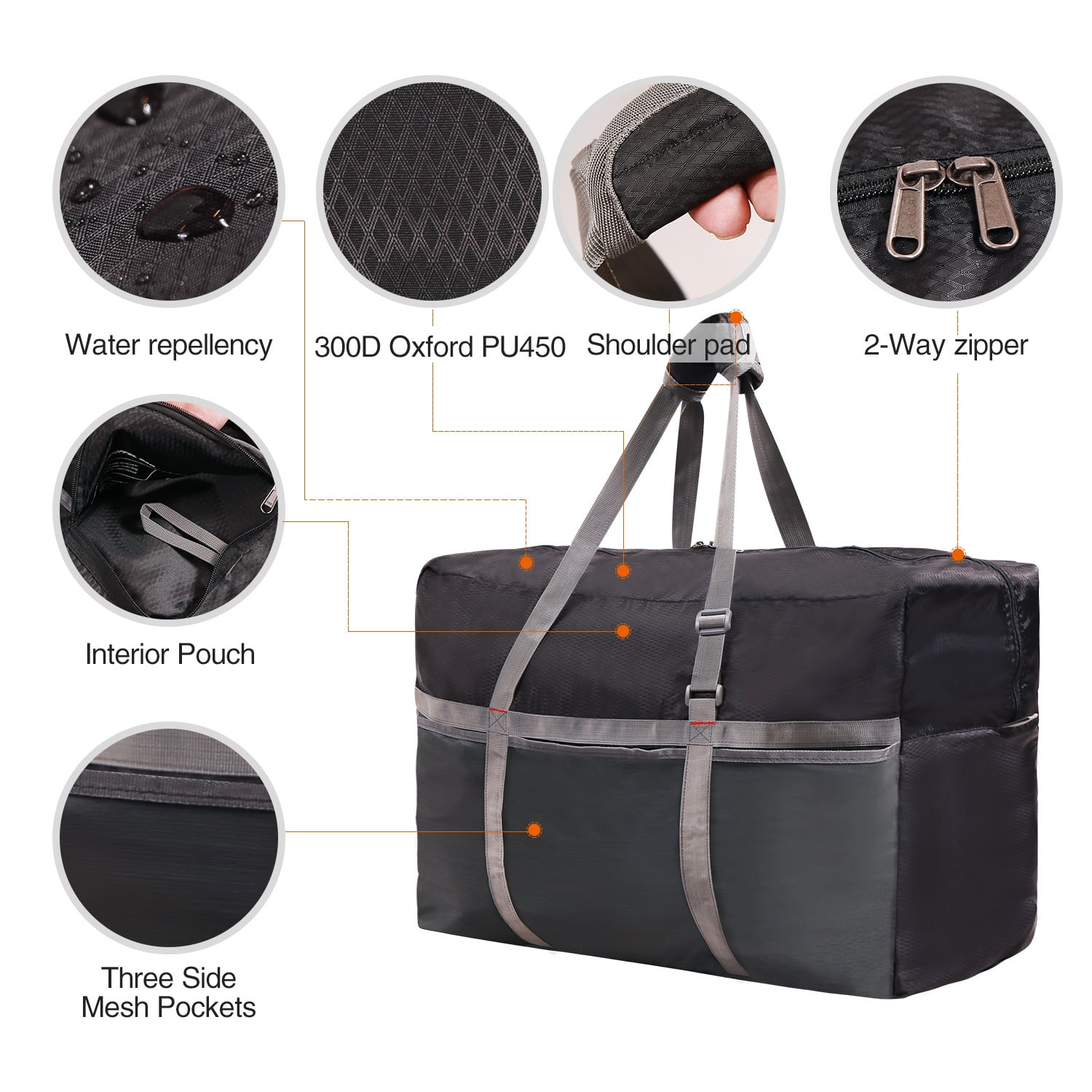 RedSwing Foldable Duffle Bag Large Size Lightweight and Multifunction for Men Women 75L//25 Water Resistant Travel Duffel Bag Black
