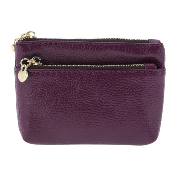 Unique Bargains 1 Pc Coin Purse Wallet Portable Symmetrical Three Zipper Pocket Coin Purse Pouch Purple Red