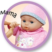 Lissi: 16 Interactive Baby Doll Alexa - Pink-Grey-Polka Dot-Bow Outfit & Hat, Sounds & Moving Face, Bottle & Pacifier, Roleplay Toy, Kids-Toddlers 2+