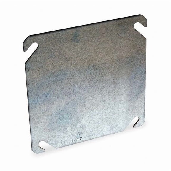 Raco Box Cover, Square Box Type, 2 Gang, Galvanized Zinc, Blank Cover Type 752