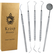 Krisp Beauty Dental Tools Set Stainless Steel 5 Pc Dental Pick Tartar Remover Plaque Scaler