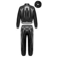thumbnail image 2 of Eandarui Kids Sparkly Dance Outfit Tracksuit Girls Boys Zip Up Jacket Coat and Cargo Pants Jooger Black 16, 2 of 7