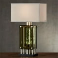 thumbnail image 4 of Elda Rectangular Shade Green Glass Nickel Finish Table Lamp by Bold, 4 of 7
