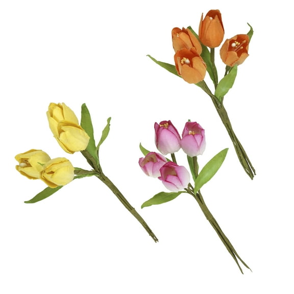 12 Packs: 24 ct. (288 total) Pink - Orange & Yellow Tulip Paper Flowers by Recollections
