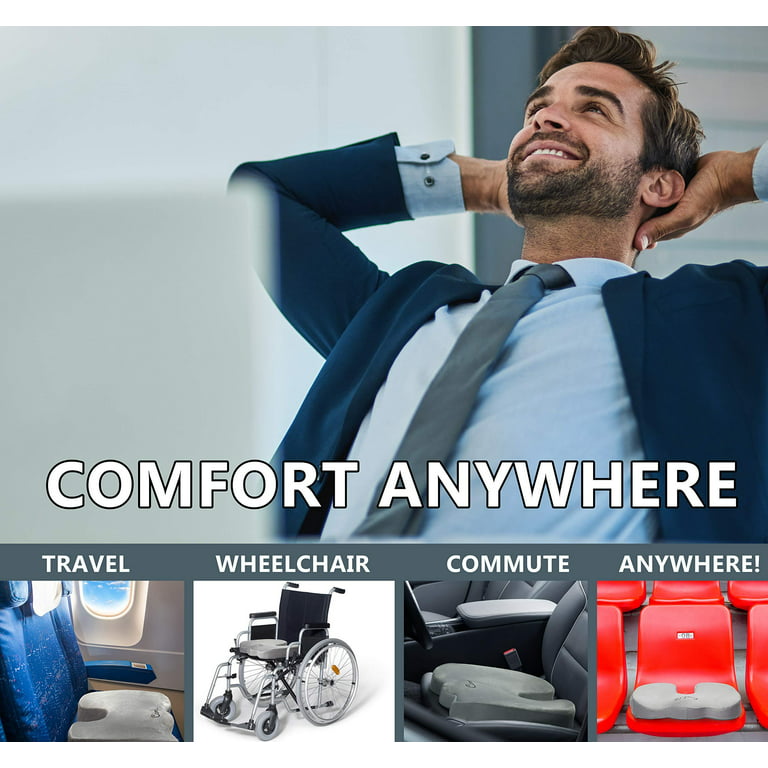  ComfiLife Premium Comfort Seat Cushion - Non-Slip Orthopedic  100% Memory Foam Coccyx Cushion for Tailbone Pain - Cushion for Office Chair  Car Seat - Back Pain & Sciatica Relief (Gray) : Office Products