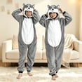 thumbnail image 2 of Generic Unisex Kids Husky Hooded Jumpsuit, Cozy Flannel Animal Onesie, Winter Party Playwear for Boys Girls, 2 of 3