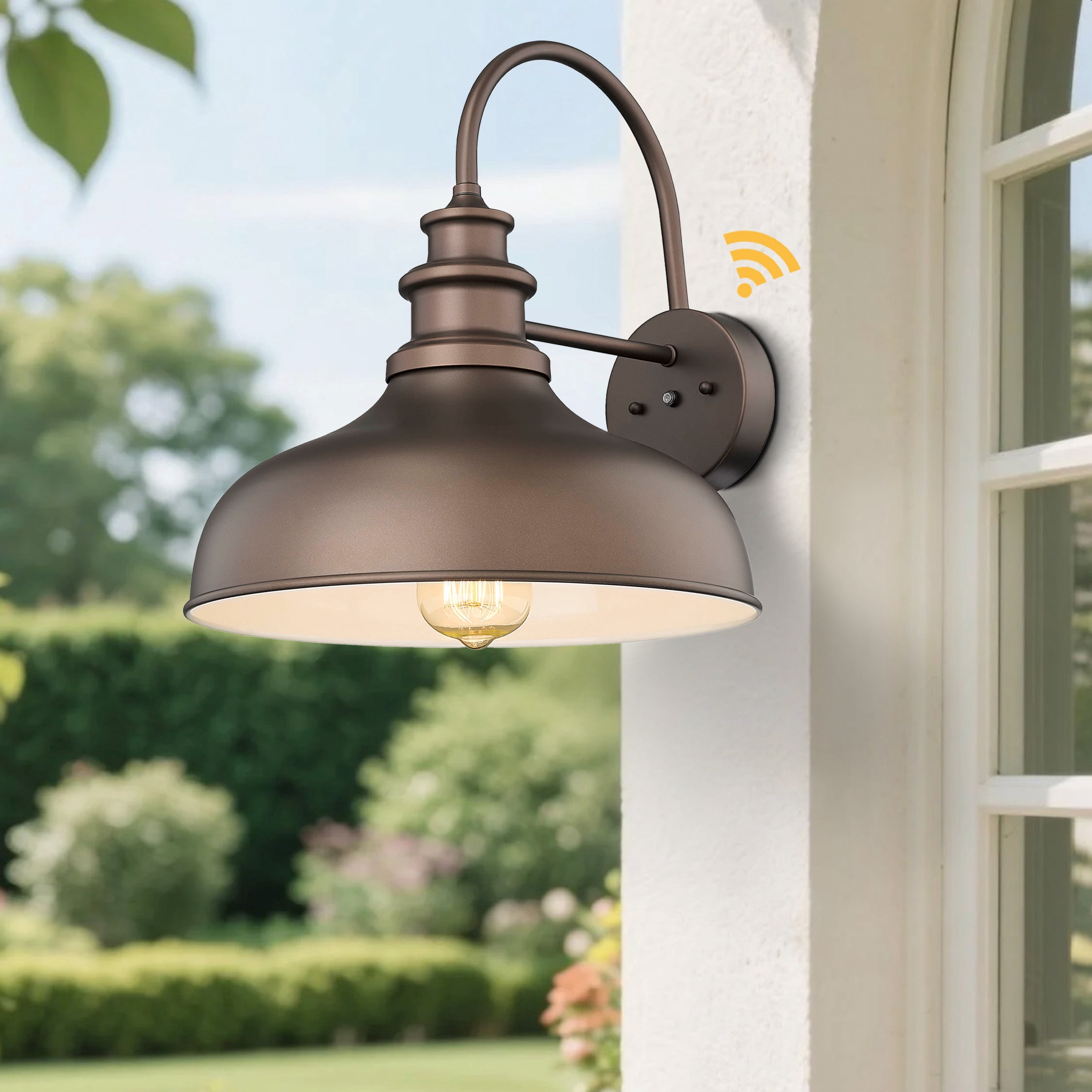 Dusk to Dawn Outdoor Barn Light Anti-Rust Outdoor Wall Sconce Farmhouse Exterior Lighting Fixture Wall Lantern Lamp for Porch,Garage(Oil rubbed bronze finish+ white interior, 2 Pack)