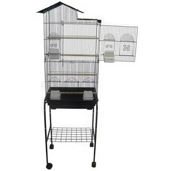 Ymlgroup 6894 3 by 8" Bar Spacing Tall Villa Top Small Bird Cage with Stand - 18"x14" in Black