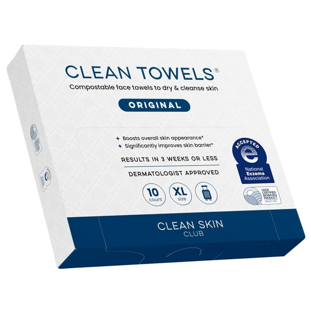 Toallas faciales Clean Skin Club XL, paquete de viaje de 10 unidades