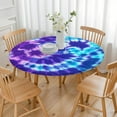 thumbnail image 3 of Purple Blue Tie Dye Pattern Round Fitted Tablecloth with Elastic Edge,Dining Table Cover Waterproof,Outdoor Round Tablecloth for Camping,Dining,Indoor and Outdoor, 3 of 7