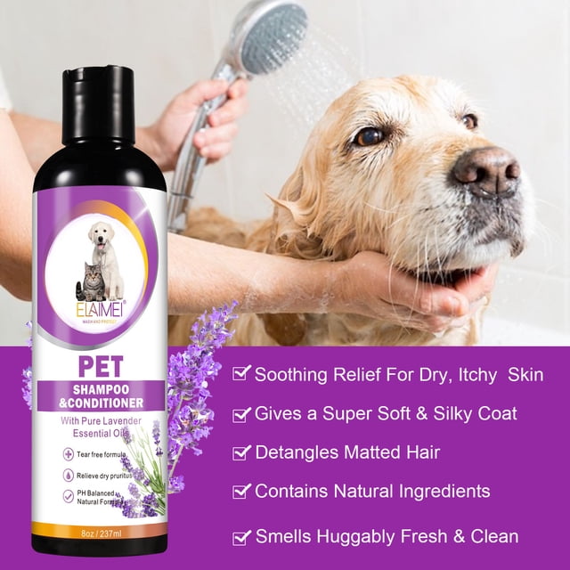 Champú para mascotas: suave, desodorante, alivia la picazón, refrescante, perfumado y suaviza el cabello. Champú para perros de 237 ml.