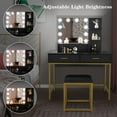 thumbnail image 2 of Ktaxon Vanity Table Set with 3 Color Lighted Mirror, Makeup Dressing Table with 2 Large Drawer and 3 Shelf, Dresser Table for Women,Black, 2 of 12