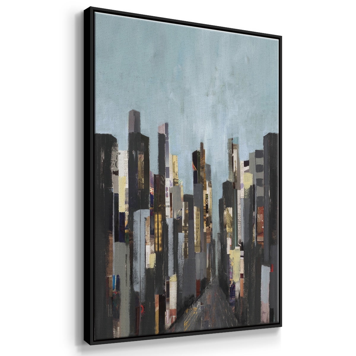 City Beat Framed Premium Gallery Wrapped Canvas - Ready to Hang - 27 x 41 - Black Floating Frame